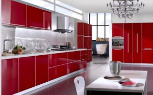 Kitchen interior in red