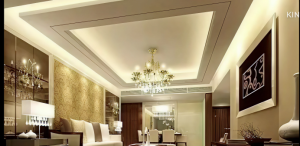 Elegant false ceiling with cove lighting by interior designers Chennai