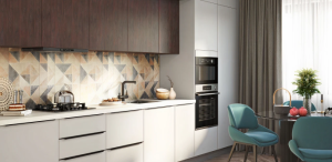Wood finish modular kitchen crafted by interior designers in Chennai