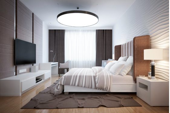 Cozy bedroom in Chromepet with modern furniture, soft lighting, and elegant décor