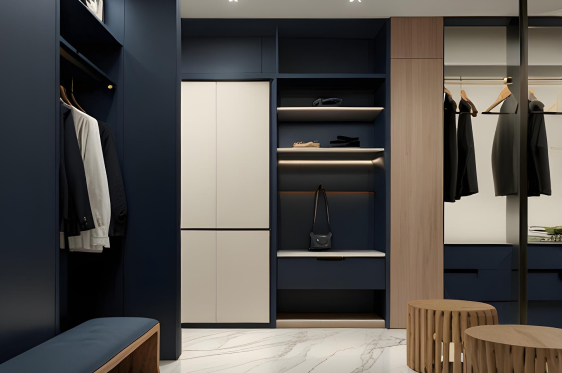 Wardrobe in OMR combining aesthetic appeal with practical storage solutions.