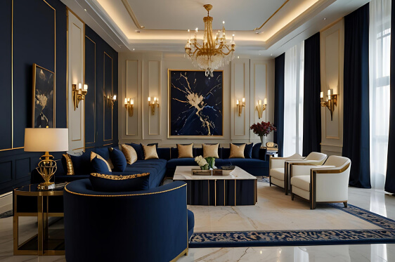 Opulent living area with plush seating by luxury interior designers